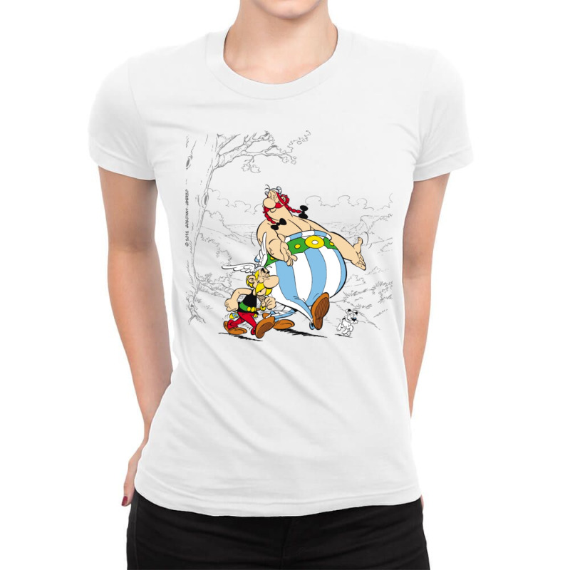 Asterix Obelix Dogmatix Taking A Walk Ladies Fitted T-Shirt by kakashop | Artistshot