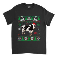 Cow Funny Cattle Ugly Sweater Christmas Dairy Cow Lover Santa Hat Anim Classic T-shirt | Artistshot