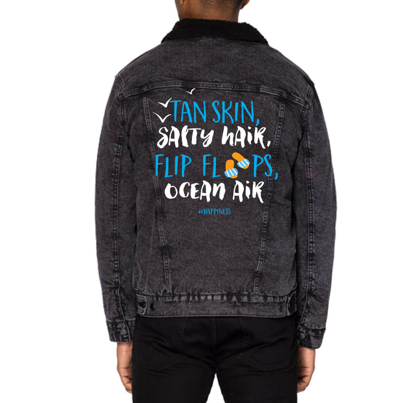 Tan Skin Salty Hair Flip Floops Ocean Air Unisex Sherpa-lined Denim Jacket | Artistshot