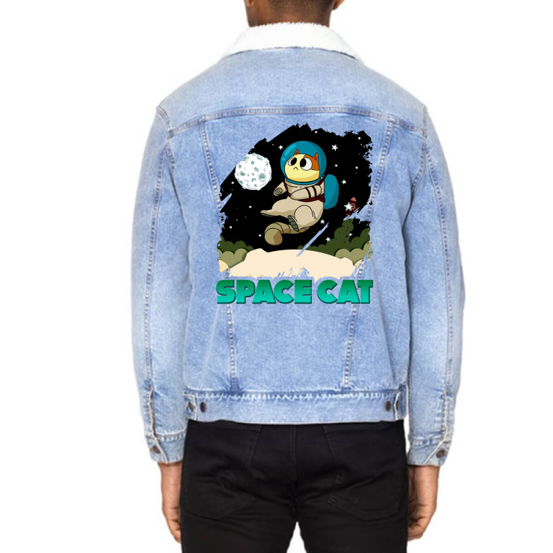 Space Cat Unisex Sherpa-lined Denim Jacket | Artistshot