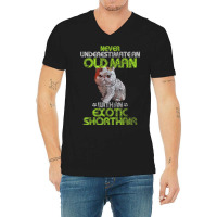 An Old Man With An Exotic Shorthair Gift V-neck Tee | Artistshot