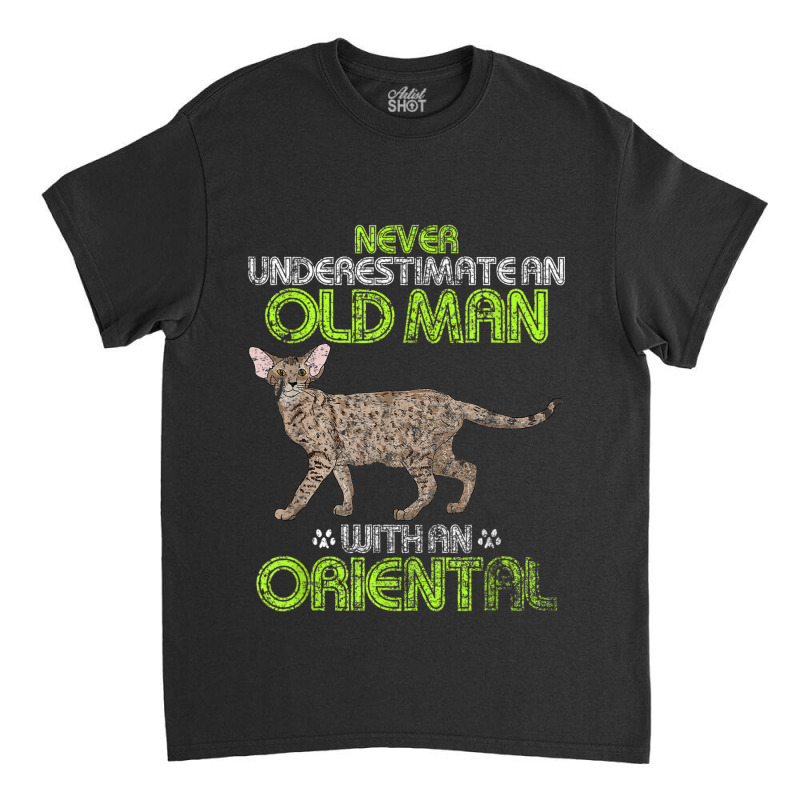 An Old Man With An Oriental Cat Funny Classic T-shirt | Artistshot