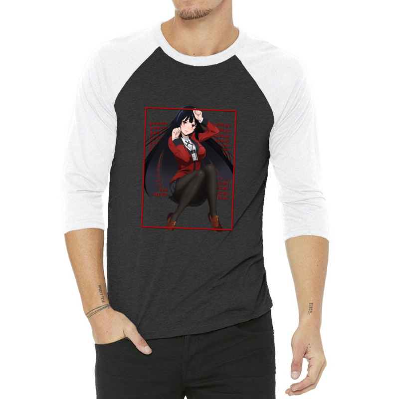 Yumeko Jabami Red Edgy Overload 3/4 Sleeve Shirt by CurtisDaleCochran | Artistshot