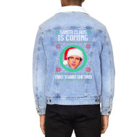 The Office Santa Claus Is Coming That's What She Said Gift For Men And Unisex Sherpa-lined Denim Jacket | Artistshot