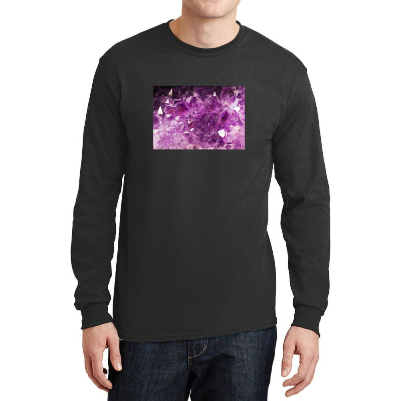 Purple Amethyst Crystals Texture Long Sleeve Shirts by JenniferJones | Artistshot