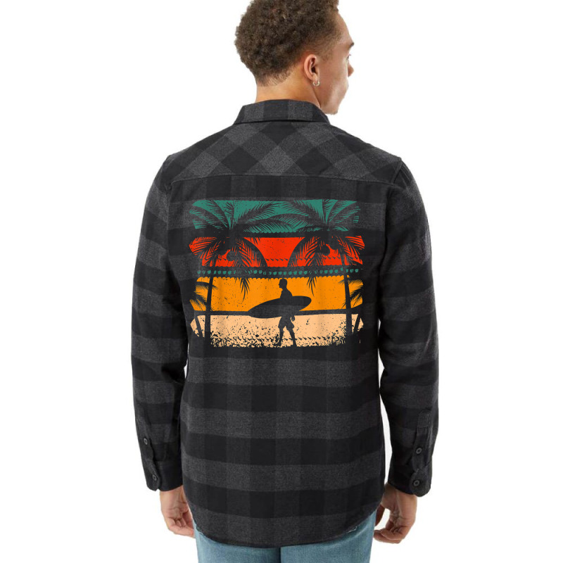 Vintage Surfing Surfboard Retro Surfboarder Surfer Palm Mens T Shirt Flannel Shirt | Artistshot