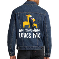 Giraffe My Grandma Loves Me Men Denim Jacket | Artistshot