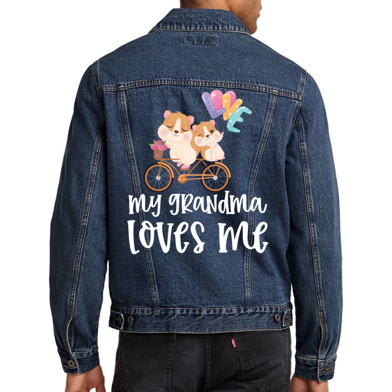 Hamsters Riding A Bike My Grandma Loves Me Gift For Kids Men Denim Jacket by CueTrendyFinds | Artistshot