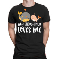 Orange Whales My Grandma Loves Me T-shirt | Artistshot