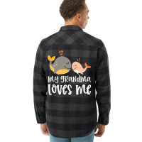 Orange Whales My Grandma Loves Me Flannel Shirt | Artistshot