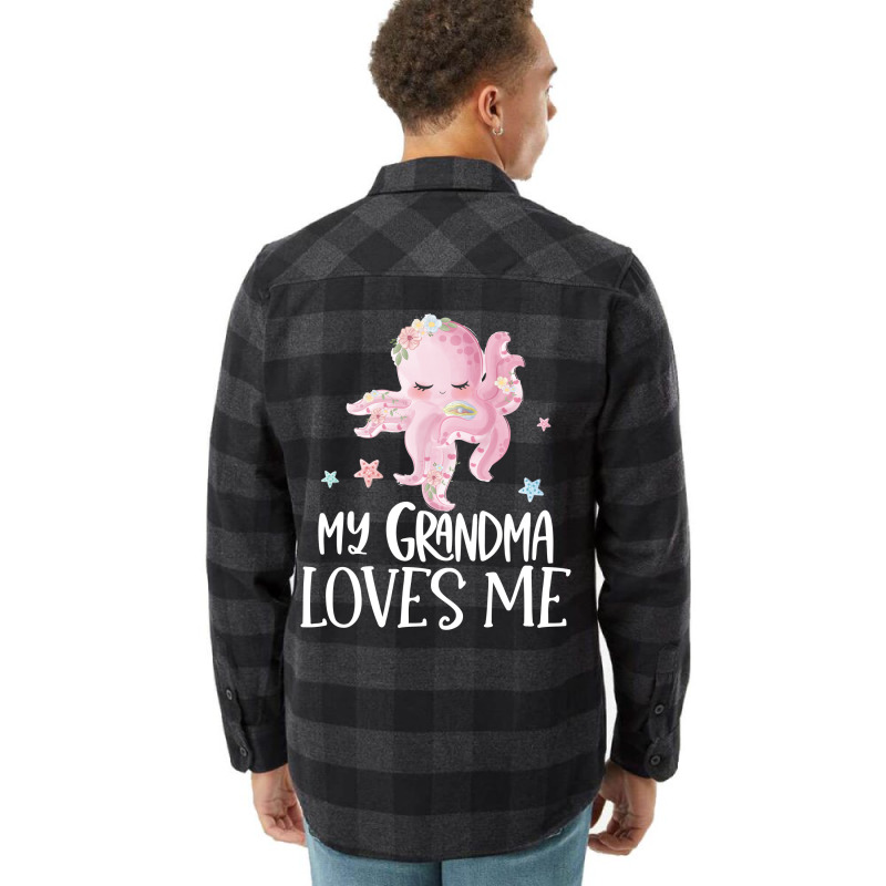 Pink Octopus My Grandma Loves Me Flannel Shirt by CueTrendyFinds | Artistshot