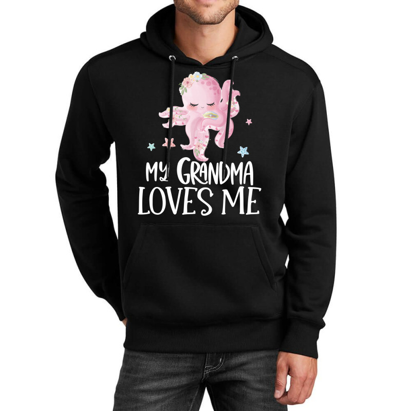 Pink Octopus My Grandma Loves Me Unisex Hoodie by CueTrendyFinds | Artistshot