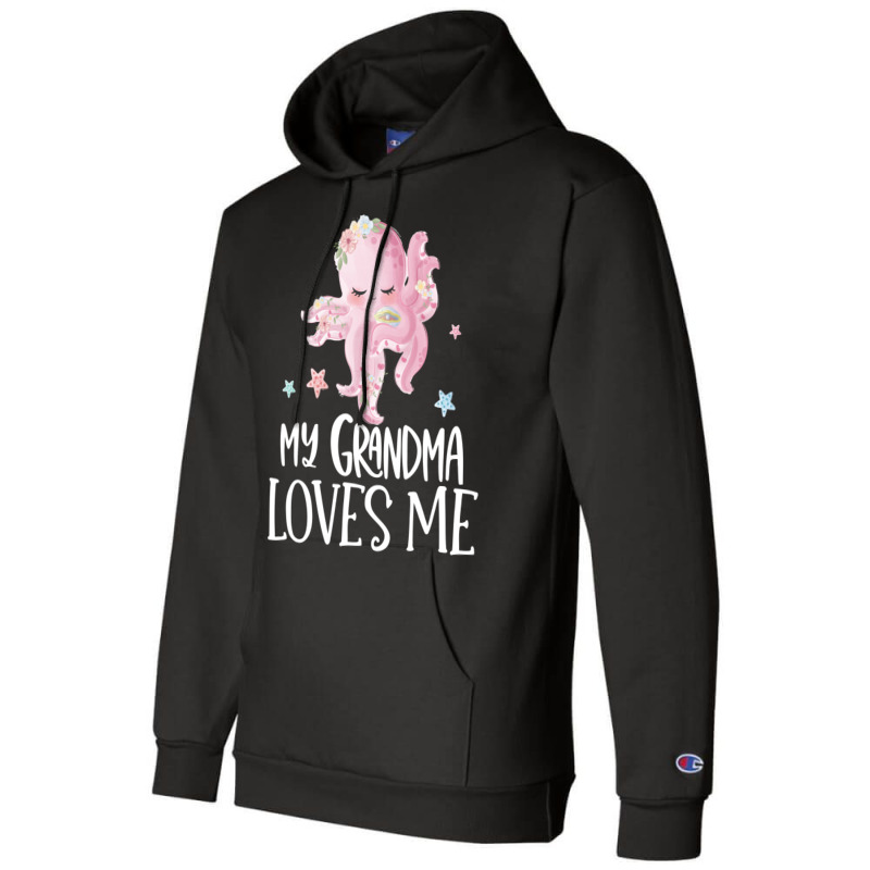 Pink Octopus My Grandma Loves Me Champion Hoodie by CueTrendyFinds | Artistshot