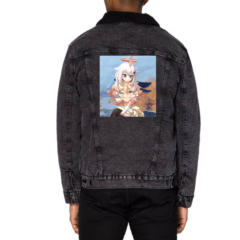 Genshin Impact Paimon Cute Paimon Portrait From Genshin Impact Unisex Sherpa-Lined Denim Jacket by ToryFahy | Artistshot