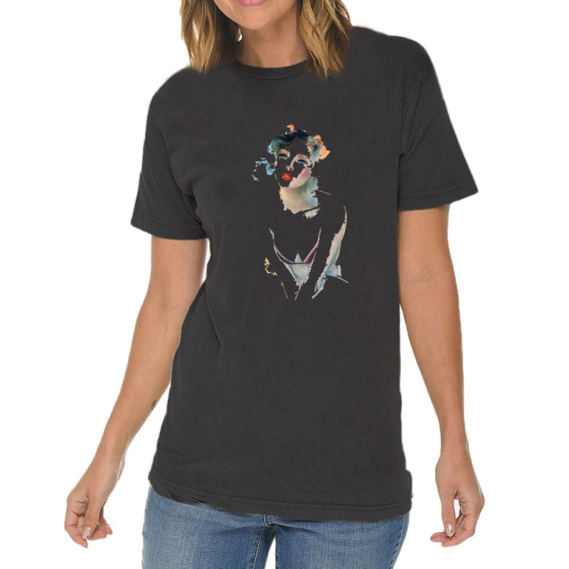 A Woman In Watercolor Looking Into The Distance Vintage T-shirt | Artistshot