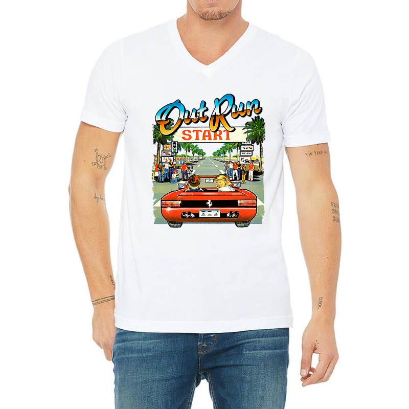 Arcade Out Run Video Game T Shirt V-neck Tee | Artistshot