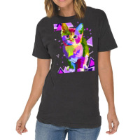 70s 80s Party Cat Psychedelic Colorful Retro Trippy Cat Classic  (1) Vintage T-shirt | Artistshot