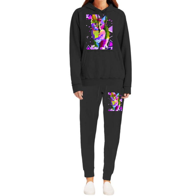 70s 80s Party Cat Psychedelic Colorful Retro Trippy Cat Classic  (1) Hoodie & Jogger set by botitefinos | Artistshot