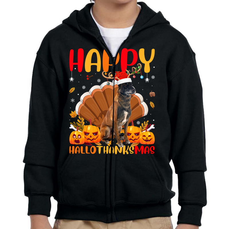 Funny Dog Lover Happy Belgian Malinois Dog Hellothanksmas Youth Zipper Hoodie by JESSICAMARTINA | Artistshot