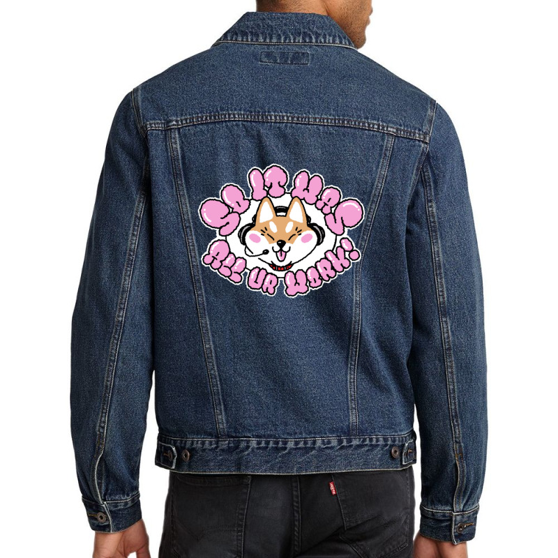 Doggo Working  Tongue Out 1 Men Denim Jacket by GretchenJennie | Artistshot