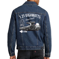 Back To The Future 1.21 Gigawatts Delorean Car (© Ucs Llc And Amblin) Men Denim Jacket | Artistshot