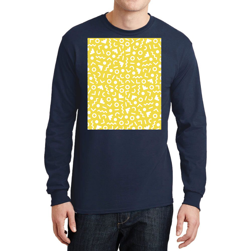 Colorful Retro Memphis Style Pattern Yellow Graphic Long Sleeve Shirts by vonnezramzele | Artistshot