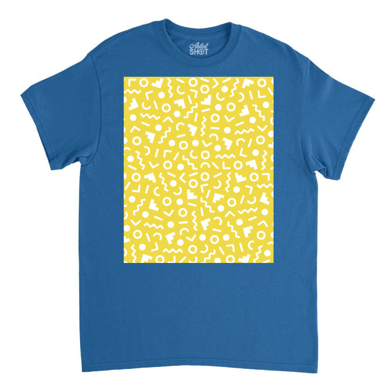 Colorful Retro Memphis Style Pattern Yellow Graphic Classic T-shirt by vonnezramzele | Artistshot