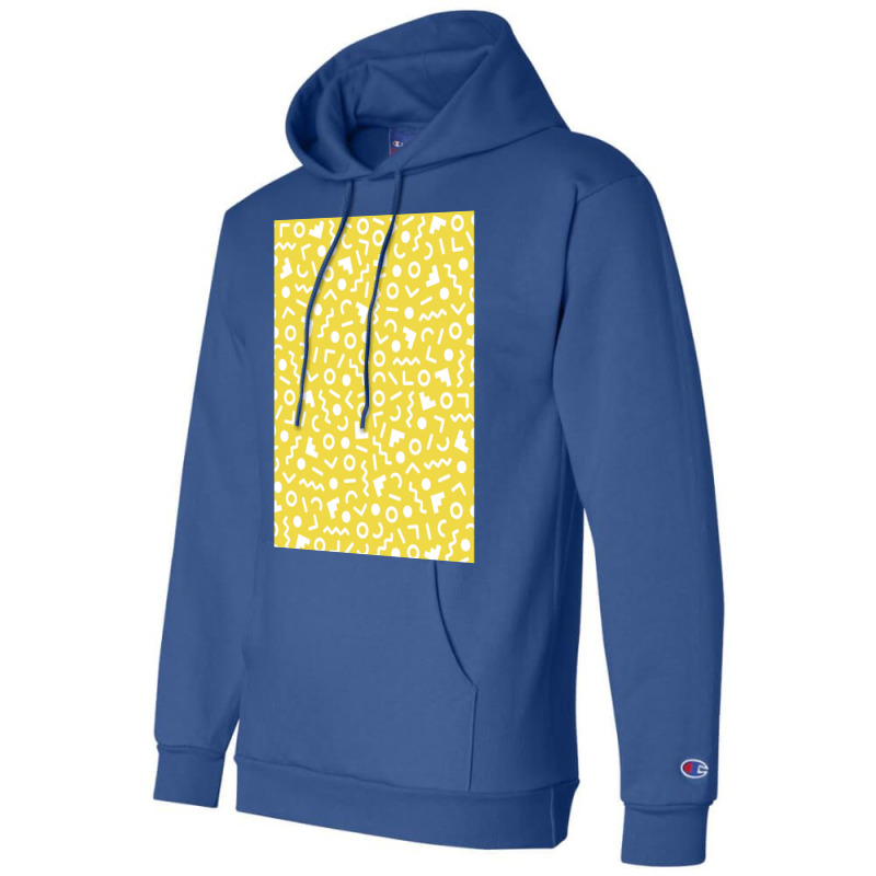 Colorful Retro Memphis Style Pattern Yellow Graphic Champion Hoodie by vonnezramzele | Artistshot