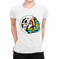 Skull Moon Astronaut Space Ladies Fitted T-shirt | Artistshot