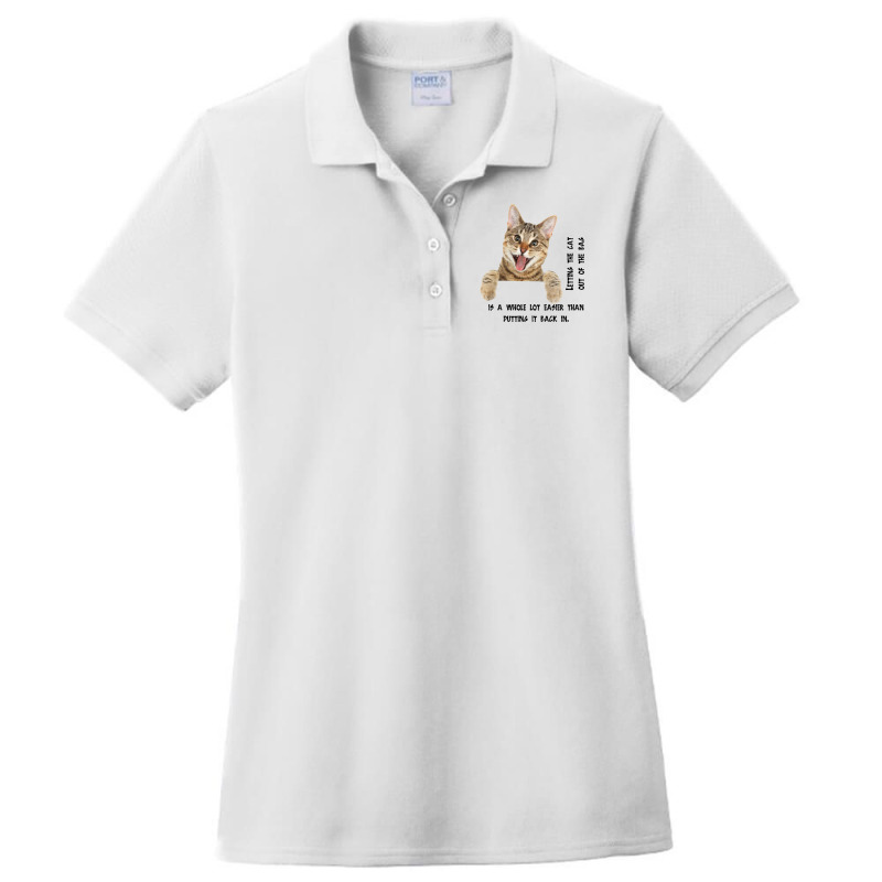 Cat Out Of The Bag Ladies Polo Shirt by BTQE International | Artistshot