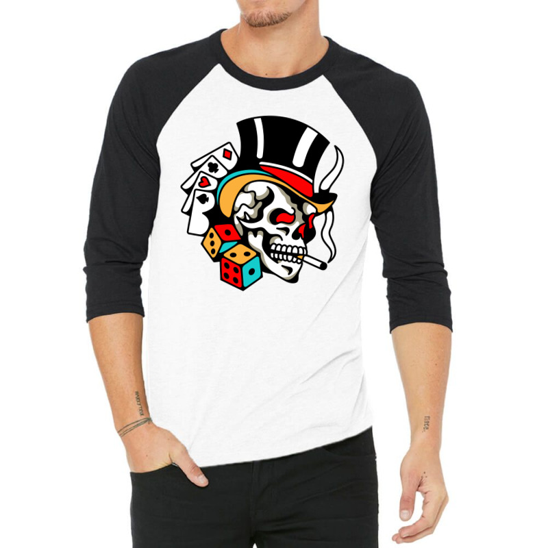 Skull Gamble Playingcards 3/4 Sleeve Shirt | Artistshot