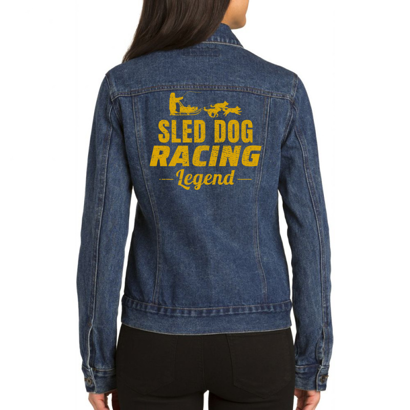 Husky Sledding Sled Dog Racing Alaskan Racer Dad Ladies Denim Jacket | Artistshot