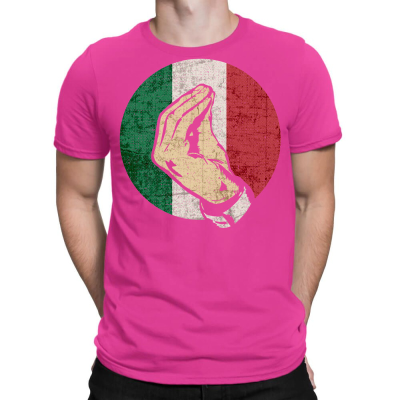 Italian Hand Gesture Sing Language Funny Italy Flag Vintage T-Shirt by calceabbane2 | Artistshot