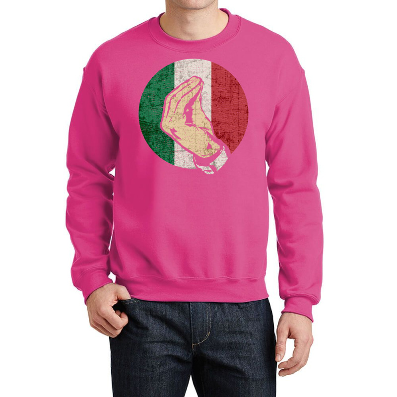 Italian Hand Gesture Sing Language Funny Italy Flag Vintage Crewneck Sweatshirt by calceabbane2 | Artistshot