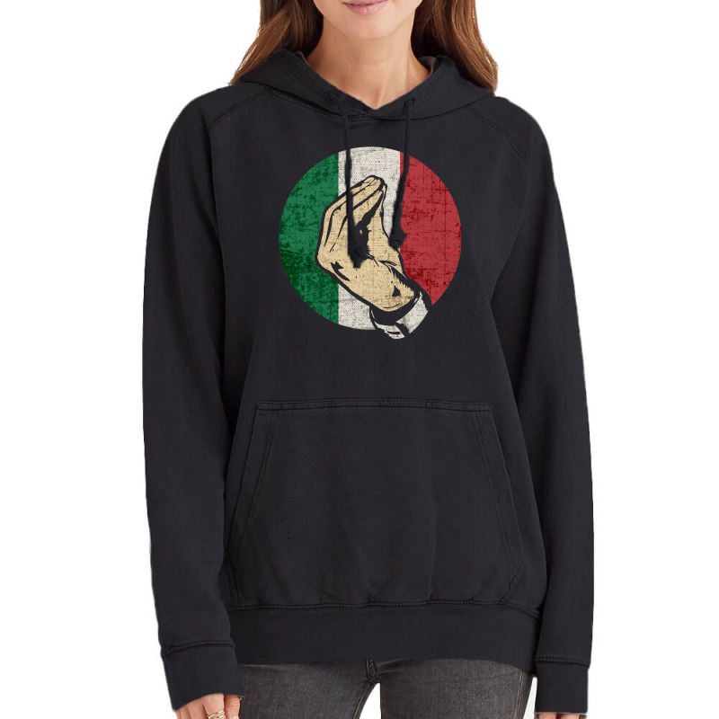 Italian Hand Gesture Sing Language Funny Italy Flag Vintage Vintage Hoodie by calceabbane2 | Artistshot