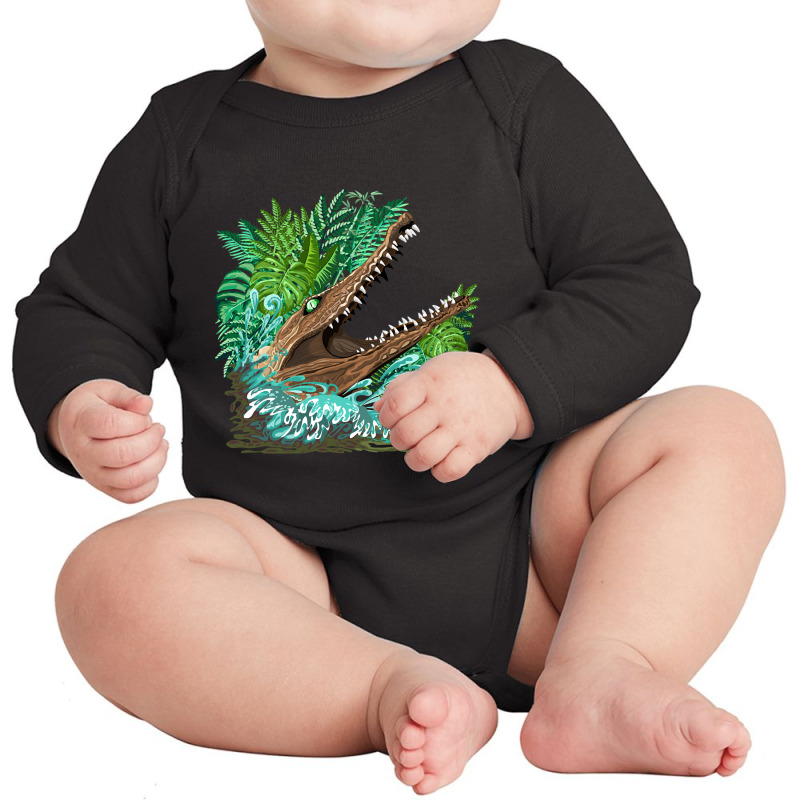 Hot Trend Crocodile Alligator Attack In The Swamp Long Sleeve Baby Bodysuit by macklinsampson | Artistshot