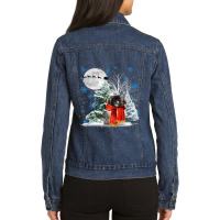 Pekingese Under Moonlight Snow Christmas Pajama 63 Ladies Denim Jacket | Artistshot