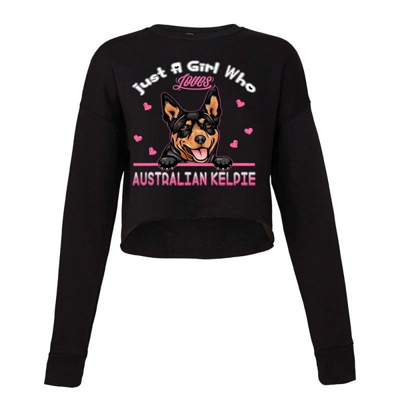 Just A Girl Who Loves Australian Kelpie 262 Cropped Sweater by DEBORAHBOURSSIQUOT | Artistshot