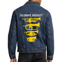 Celebrate Diversity Funny Trumpet Flugelhorn Cornet Pocket Trumpet Gif Men Denim Jacket | Artistshot