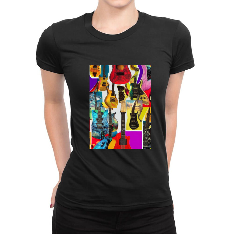 Copy Of Tie Dye Tile Electric Guitar Trippy Fire Hippie Jimi Display P Ladies Fitted T-Shirt by AnnaChampion | Artistshot