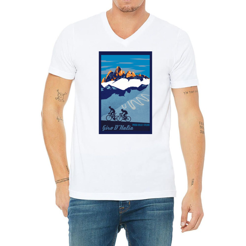 Giro D' Italia Retro  Passo Dello Stelvio Cycling Poster V-Neck Tee by nianaraegana | Artistshot