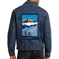 Giro D' Italia Retro  Passo Dello Stelvio Cycling Poster Men Denim Jacket | Artistshot