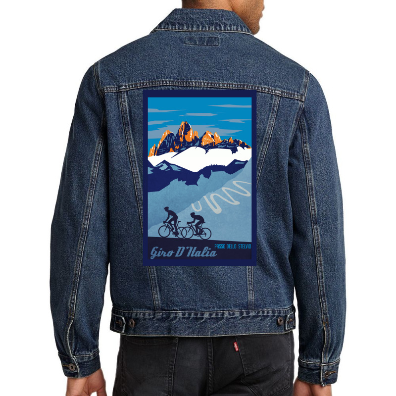 Giro D' Italia Retro  Passo Dello Stelvio Cycling Poster Men Denim Jacket by nianaraegana | Artistshot