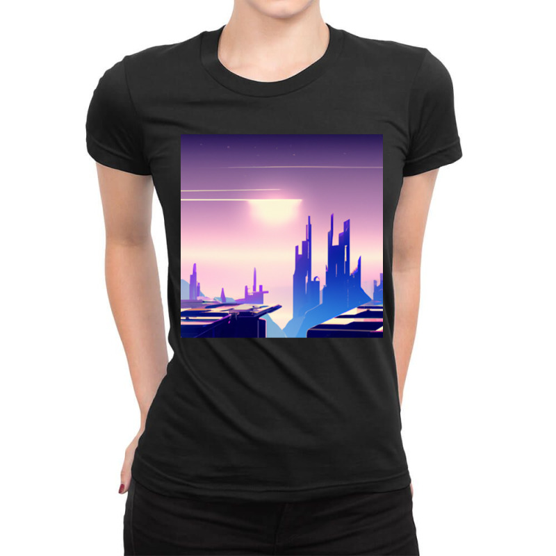 Desert Futuristic Landscape Ladies Fitted T-Shirt by BarbaraJones | Artistshot