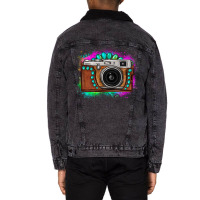 Tie Dye Gemstone Vintage Camera Unisex Sherpa-lined Denim Jacket | Artistshot