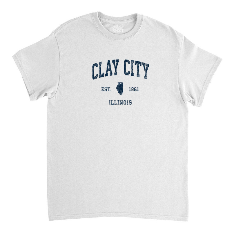 Clay City Illinois Il Vintage Athletic Navy Sports Design Classic T-shirt | Artistshot