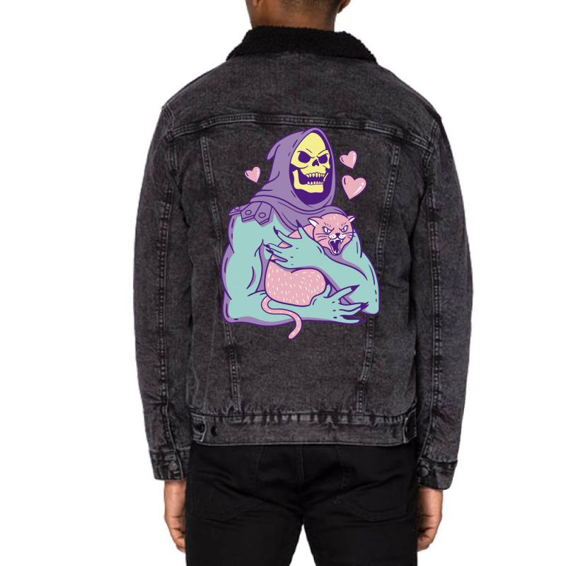 Skeletor's Cat Premium Scoop Unisex Sherpa-lined Denim Jacket | Artistshot