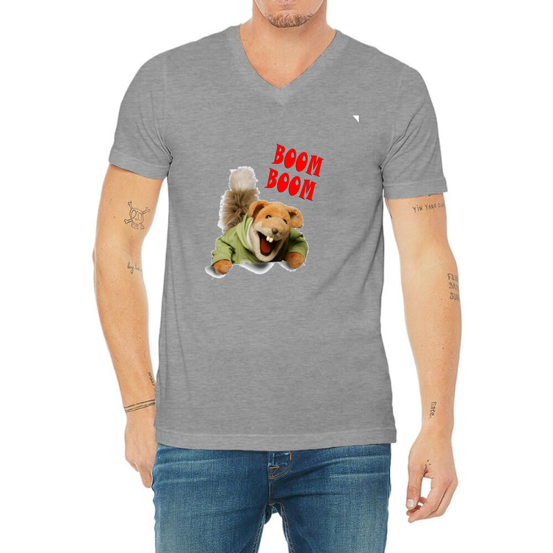 Boom Boom Basil Brush V-Neck Tee by kampeljawdatq | Artistshot