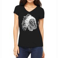 Native American Portrait T  Shirt Native American Chief Black And Whit Women's V-neck T-shirt | Artistshot