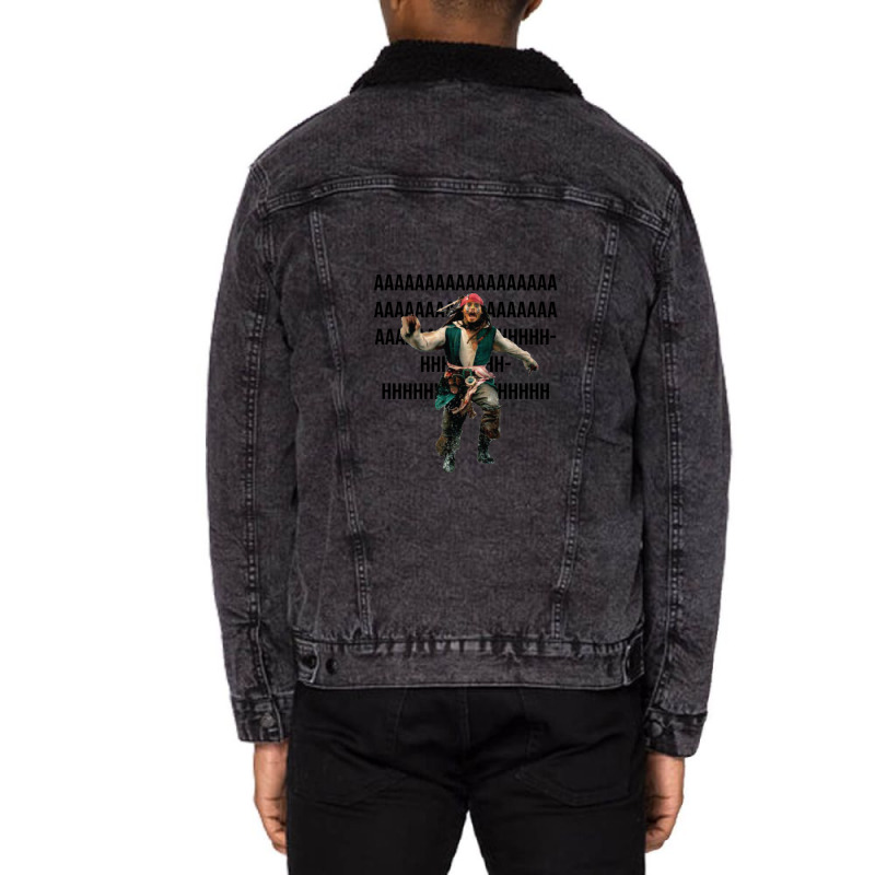 Jack Sparrow Running Away Unisex Sherpa-Lined Denim Jacket by aikhangawade | Artistshot